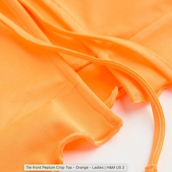 Adorable & sexy Tie-front Peplum Crop Top in bright tangerine NWT Medium - Picture 2 of 2